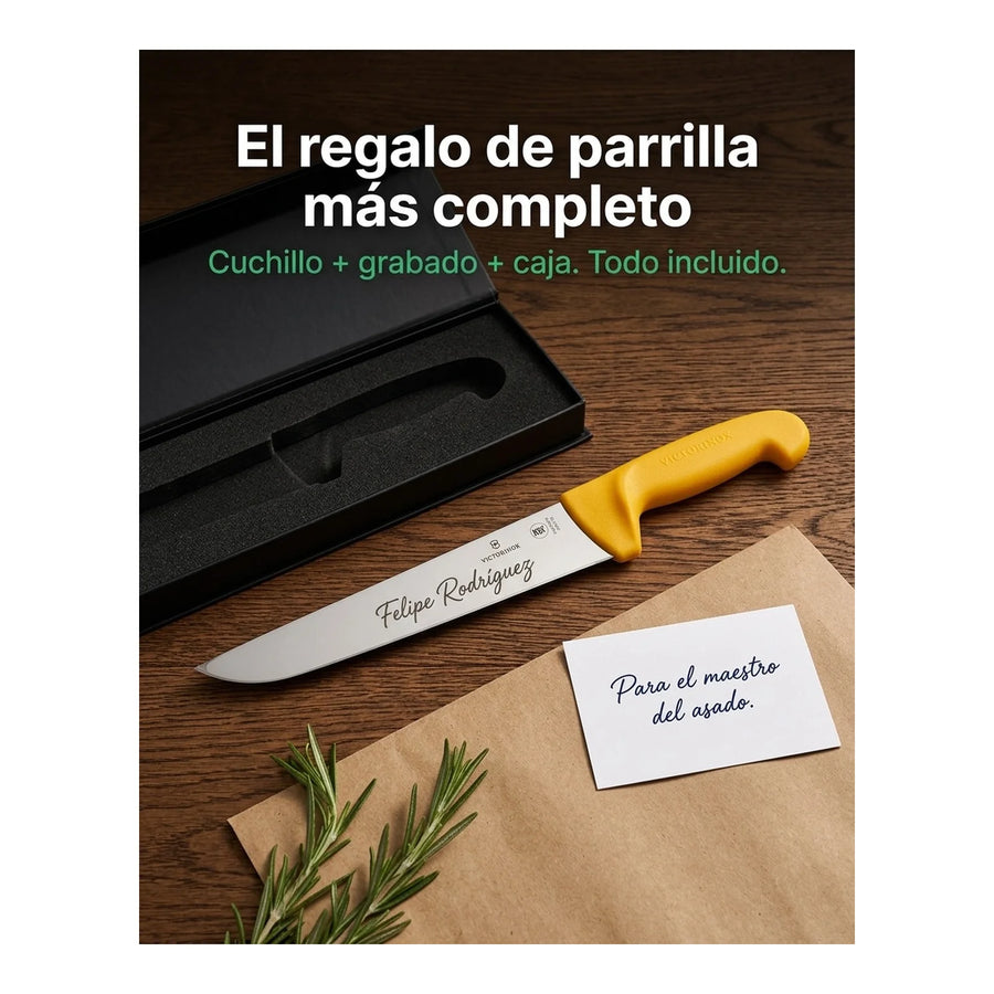 Cuchillo Carnicero Victorinox 5.8431.21 Amarillo 21cm + Grabado Personalizado