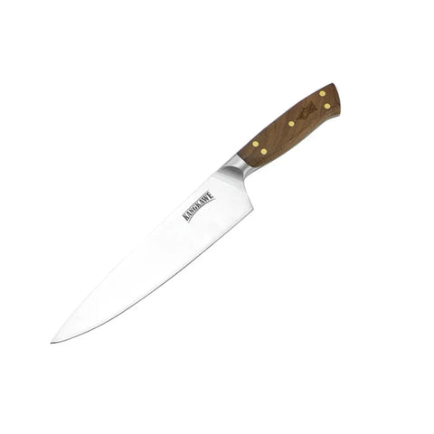 Cuchillo Catemu Kangkawe con funda de cuero en vista lateral