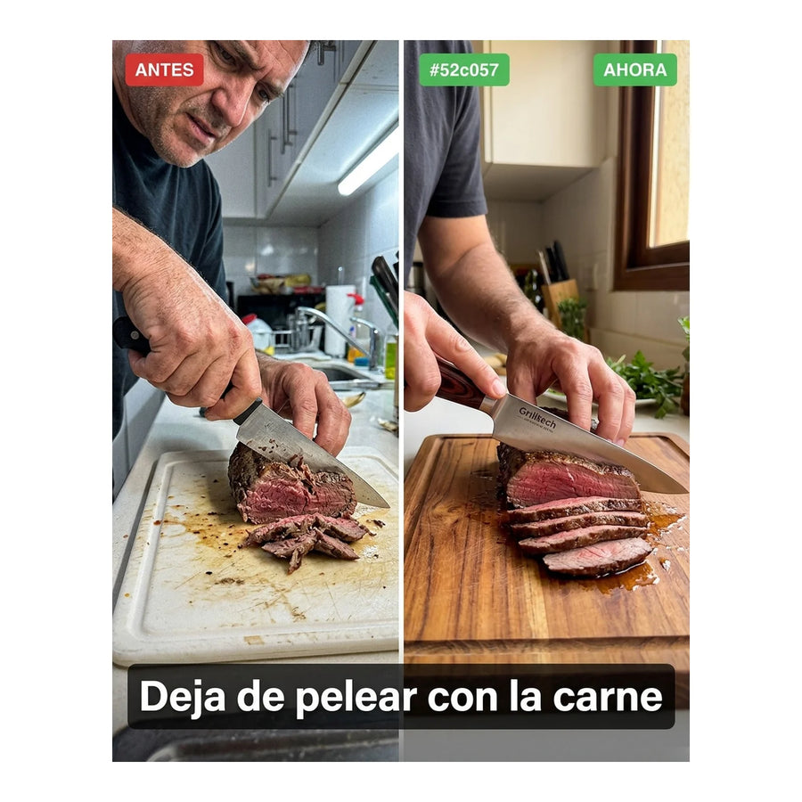 Cuchillo Chef Acero Inoxidable Con Hoja De 8 Grilltech + Grabado Personalizado