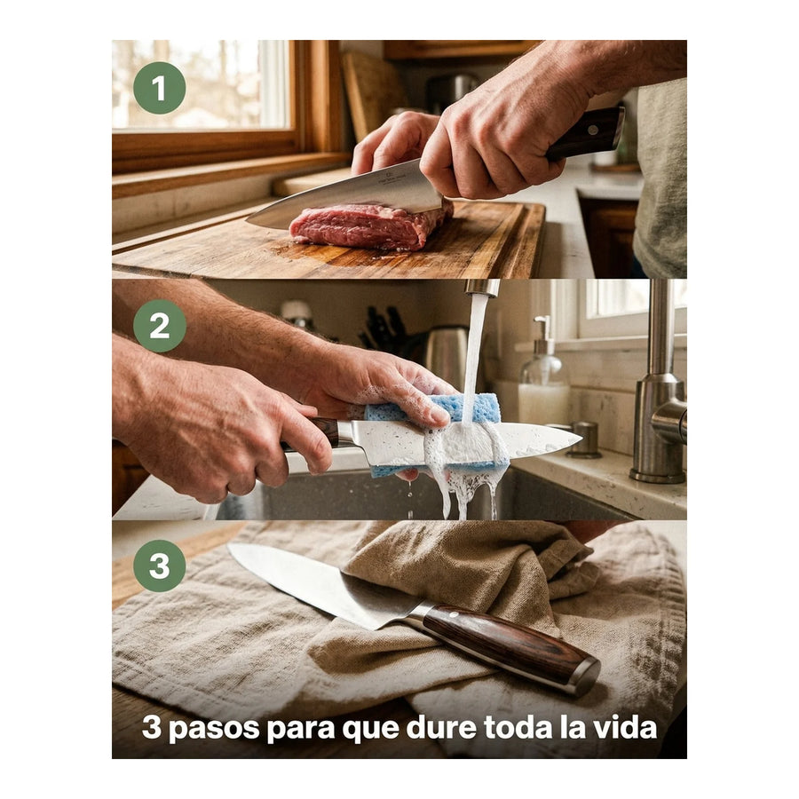 Cuchillo Chef Acero Inoxidable Con Hoja De 8 Grilltech + Grabado Personalizado
