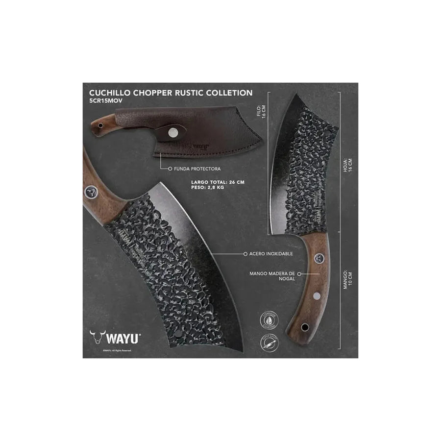 Cuchillo Chopper Wayu con Funda Rustic Collection + Grabado