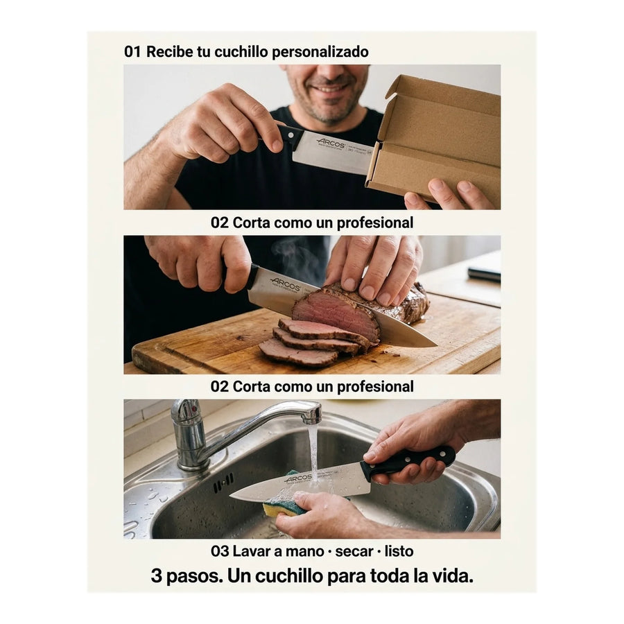 Cuchillo Cocina Arcos 17,5cm Profesional Premium Chef Asado + Grabado Personalizado