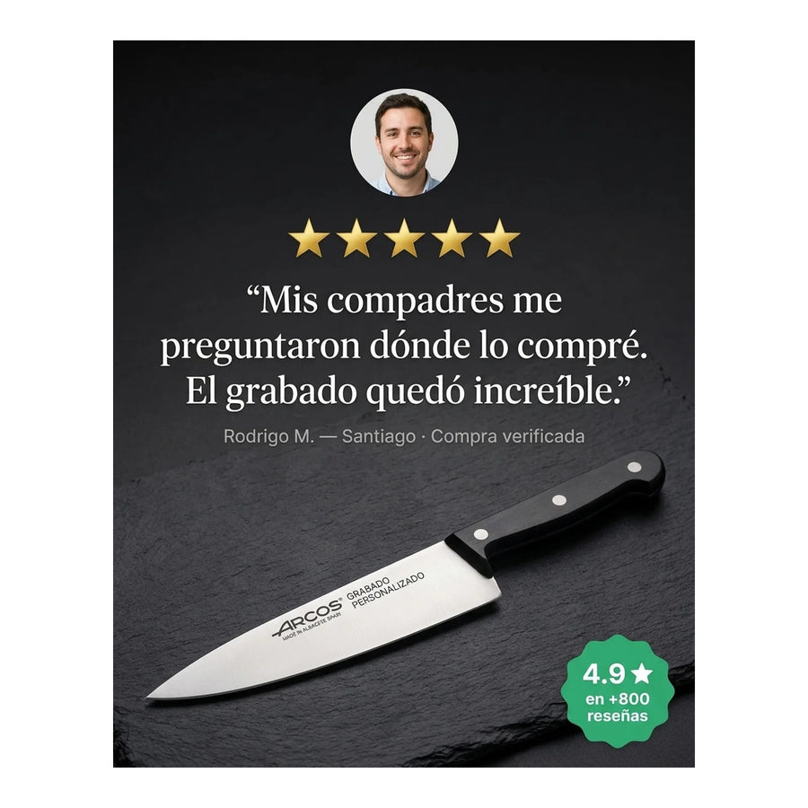 Cuchillo Cocina Arcos 17,5cm Profesional Premium Chef Asado + Grabado Personalizado