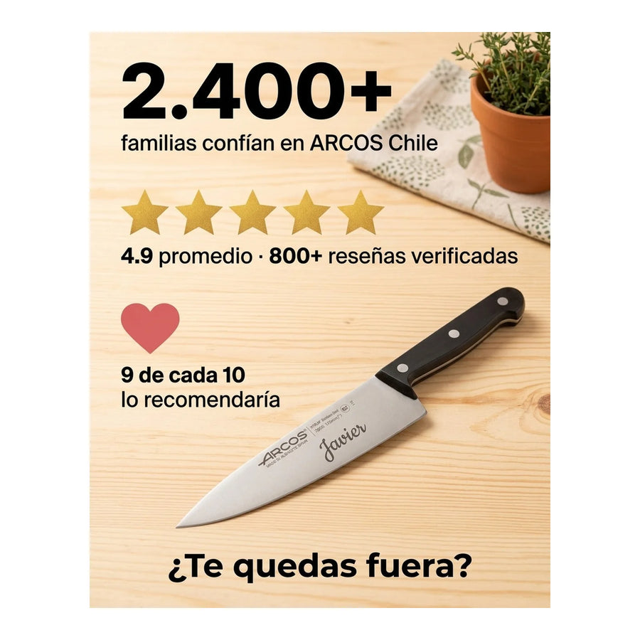 Cuchillo Cocina Arcos 17,5cm Profesional Premium Chef Asado + Grabado Personalizado