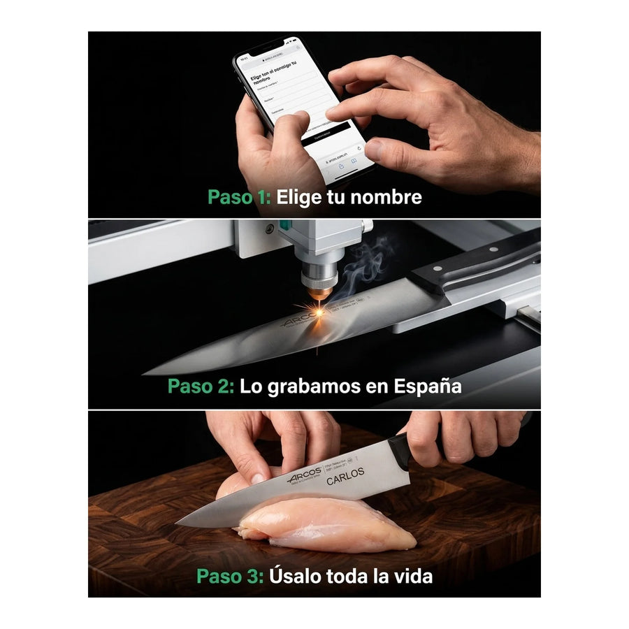 Cuchillo Cocina Arcos 25cm Profesional Premium Chef Asado + Grabado Personalizado