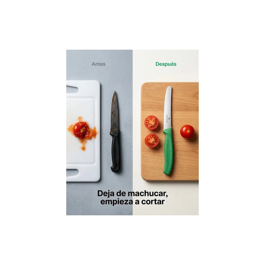 Cuchillo Cocina Victorinox Verde 6.7836.l114 Dentado 10cm + Grabado Personalizado