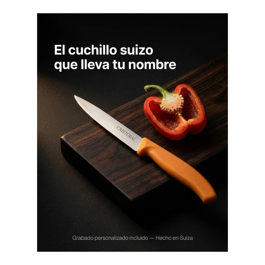 Cuchillo Cocina Victorinox Naranjo 6.7706.l119 10cm + Grabado Personalizado