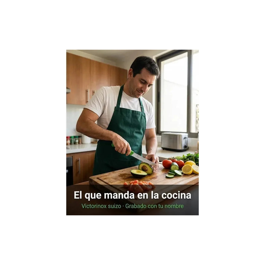 Cuchillo Cocina Victorinox Verde 6.7836.l114 Dentado 10cm + Grabado Personalizado