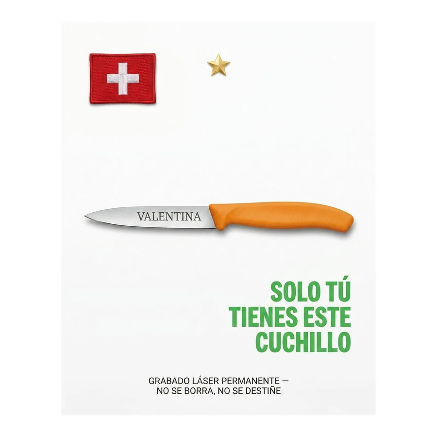 Cuchillo Cocina Victorinox Naranjo 6.7706.l119 10cm + Grabado Personalizado