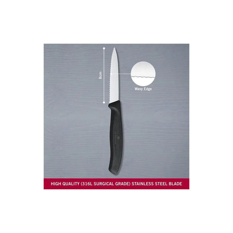 Cuchillo Cocina Victorinox Negro 6.7633 Hoja Dentada 8cm + Grabado Personalizado