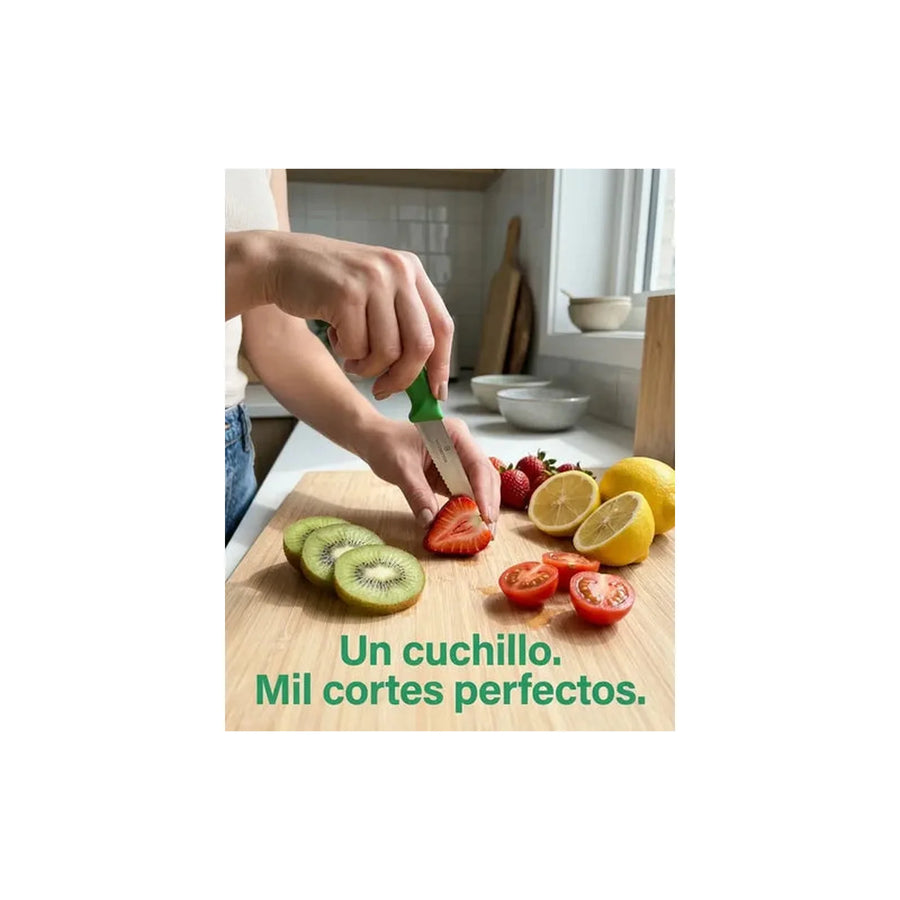 Cuchillo Cocina Victorinox Verde 6.7636.L114 Dentado 8cm + Grabado Personalizado