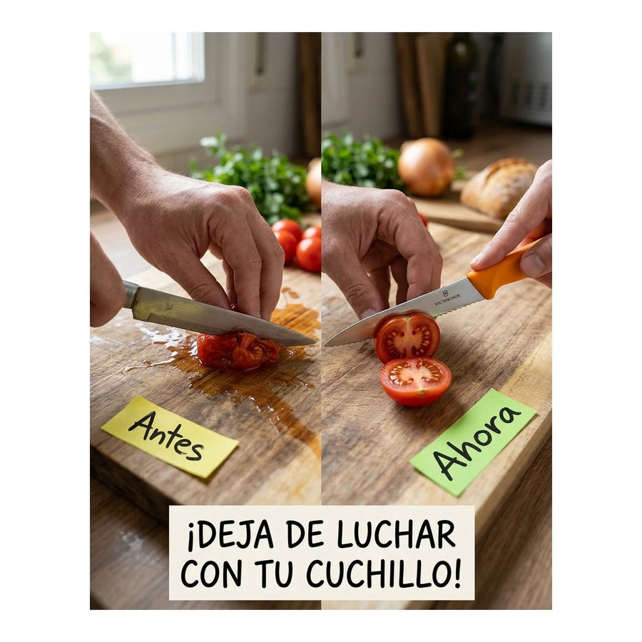 Cuchillo Cocina Victorinox Naranjo 6.7636.l119 Dentado 8cm + Grabado Personalizado