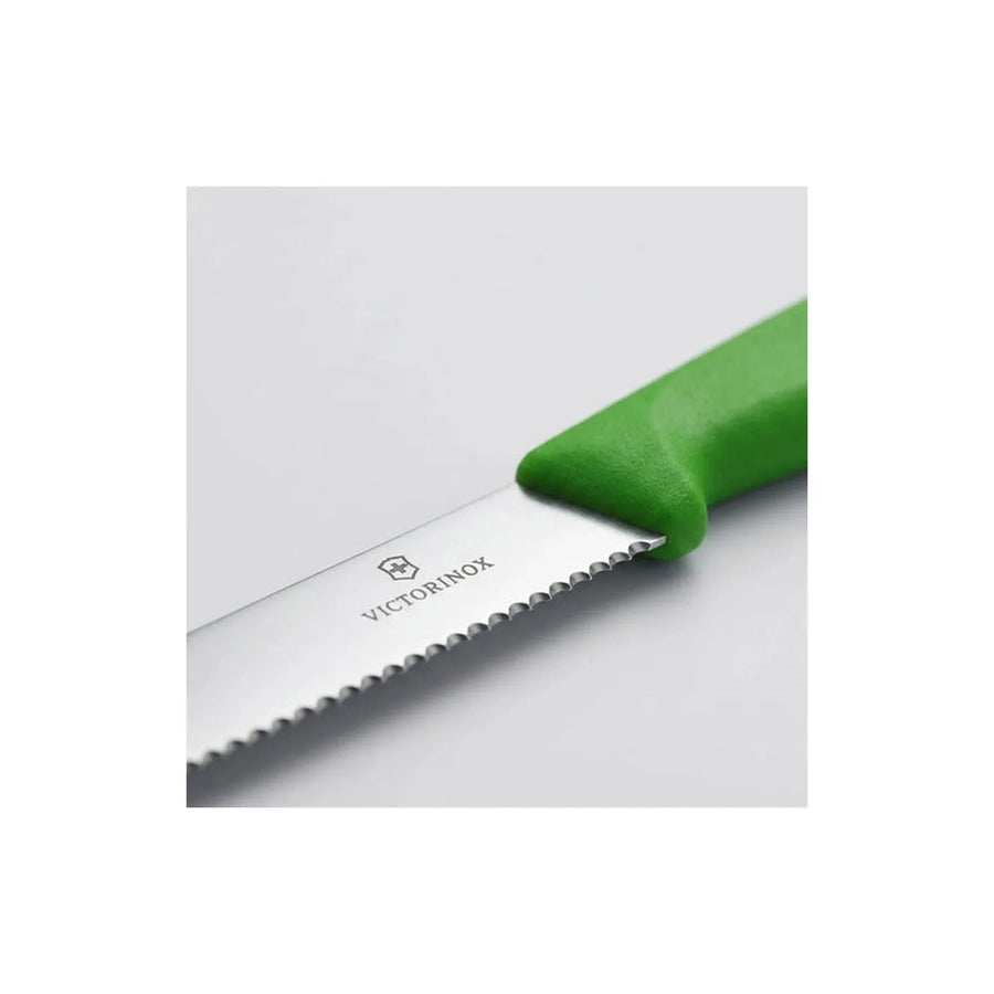 Cuchillo Cocina Victorinox Verde 6.7836.l114 Dentado 10cm + Grabado Personalizado
