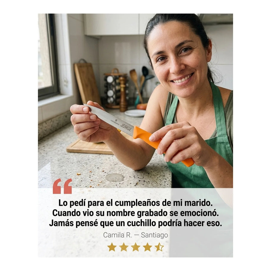 Cuchillo Cocina Victorinox Naranjo 6.7706.l119 10cm + Grabado Personalizado
