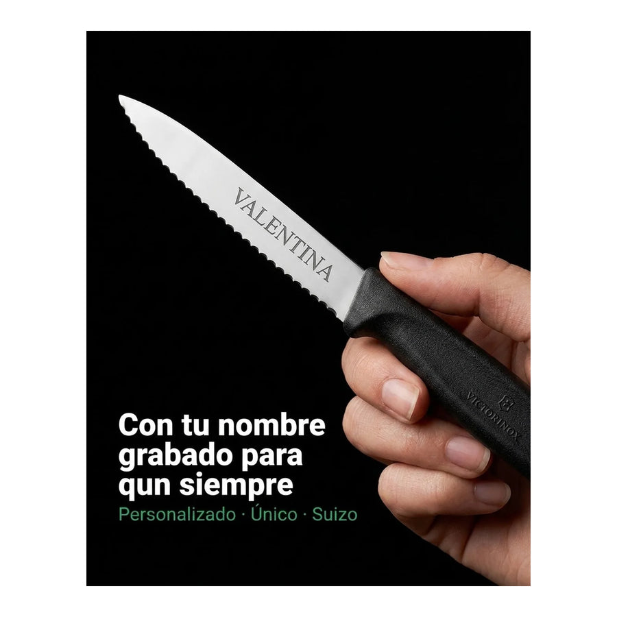 Cuchillo Cocina Victorinox Negro 6.7633 Hoja Dentada 8cm + Grabado Personalizado