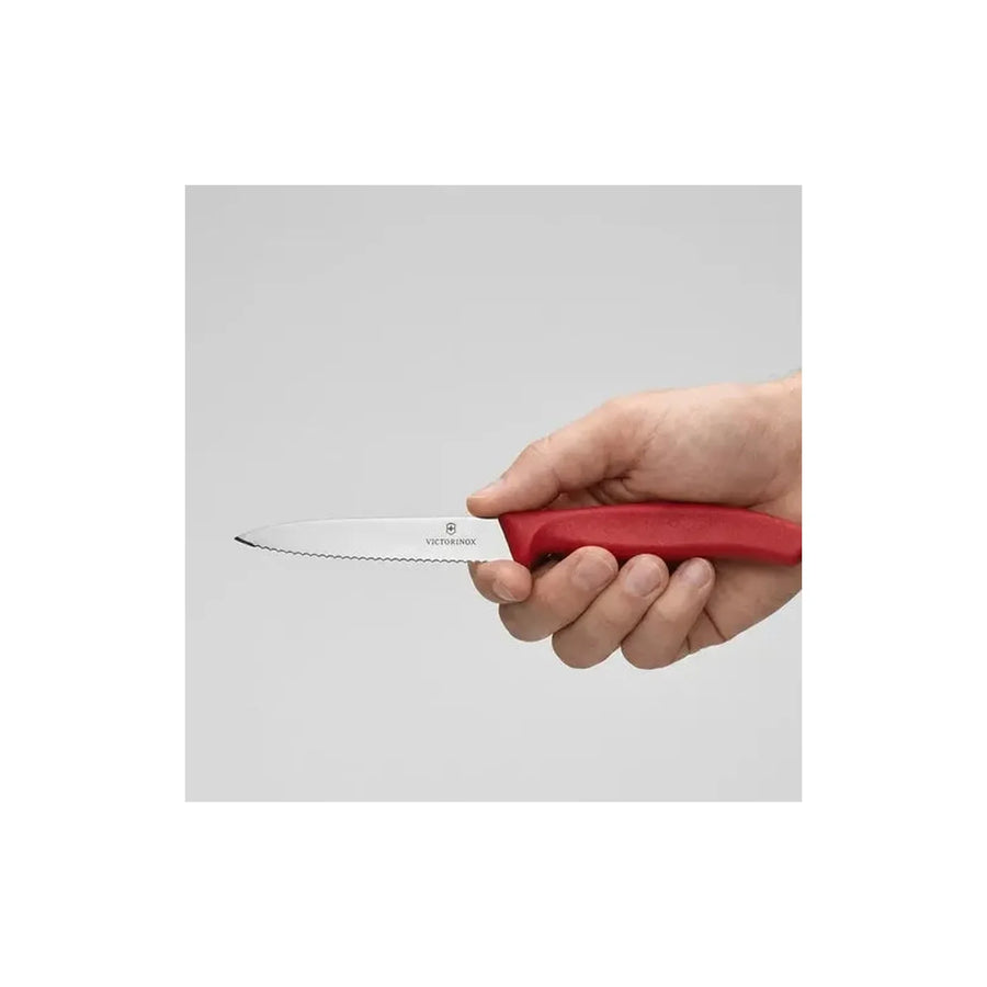 Cuchillo Cocina Victorinox Rojo 6.7731 Dentado Punta 10cm + Grabado Personalizado