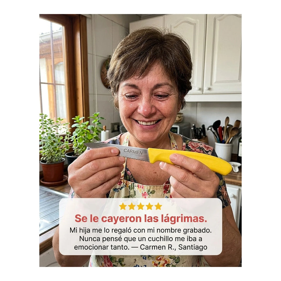 Cuchillo Cocina Victorinox Amarillo 6.7636.l118 Dentado 8cm + Grabado Personalizado