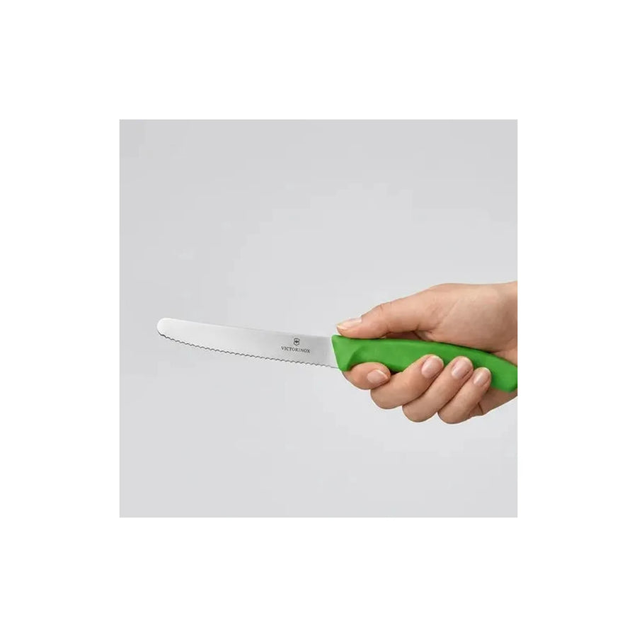 Cuchillo Cocina Victorinox Verde 6.7836.l114 Dentado 10cm + Grabado Personalizado