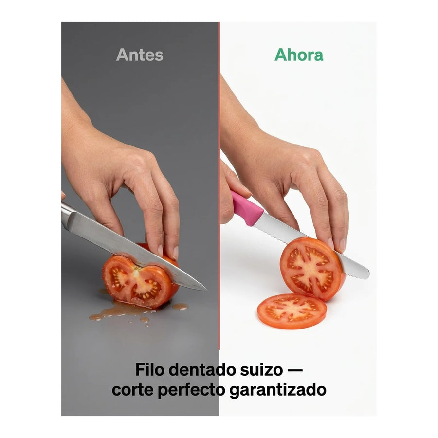 Cuchillo Cocina Victorinox Rosa 6.7836.l115 Dentado 11cm + Grabado Personalizado
