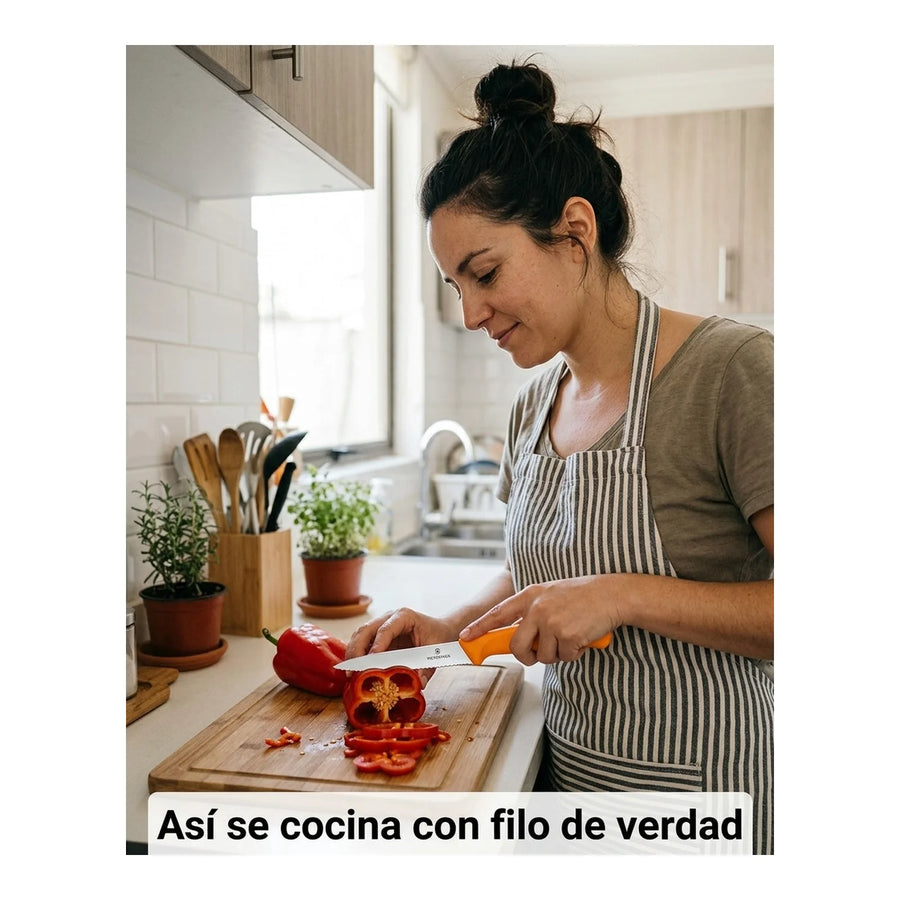 Cuchillo Cocina Victorinox Naranjo 6.7636.l119 Dentado 8cm + Grabado Personalizado