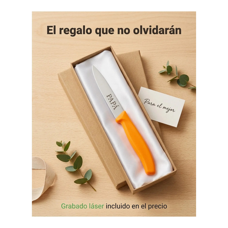 Cuchillo Cocina Victorinox Naranjo 6.7706.l119 10cm + Grabado Personalizado