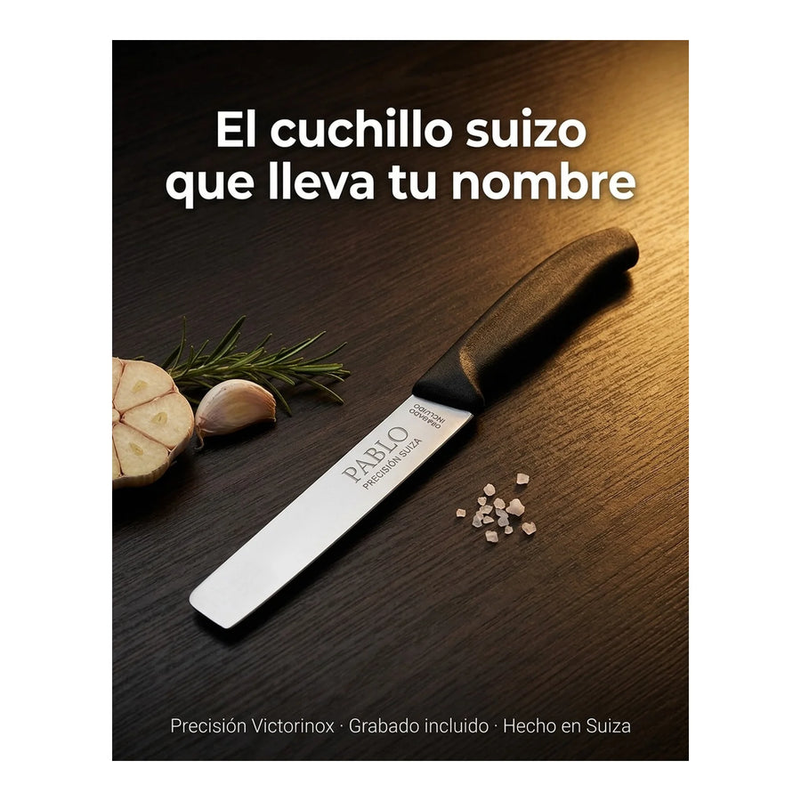 Cuchillo Cocina Victorinox Negro 6.7703 Hoja Recta 10cm + Grabado Personalizado