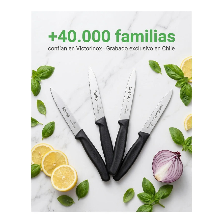 Cuchillo Cocina Victorinox Negro 6.7733 Hoja Dentada 10cm + Grabado Personalizado