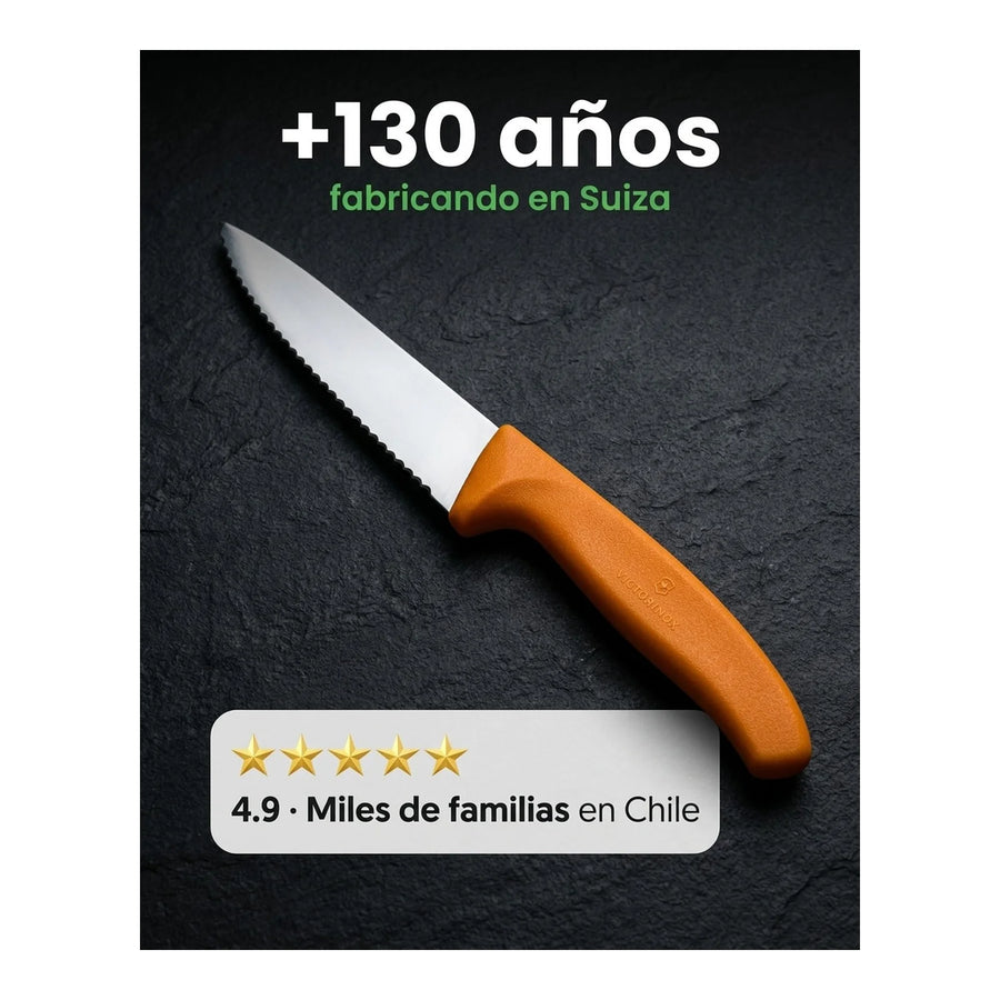 Cuchillo Cocina Victorinox Naranjo 6.7636.l119 Dentado 8cm + Grabado Personalizado
