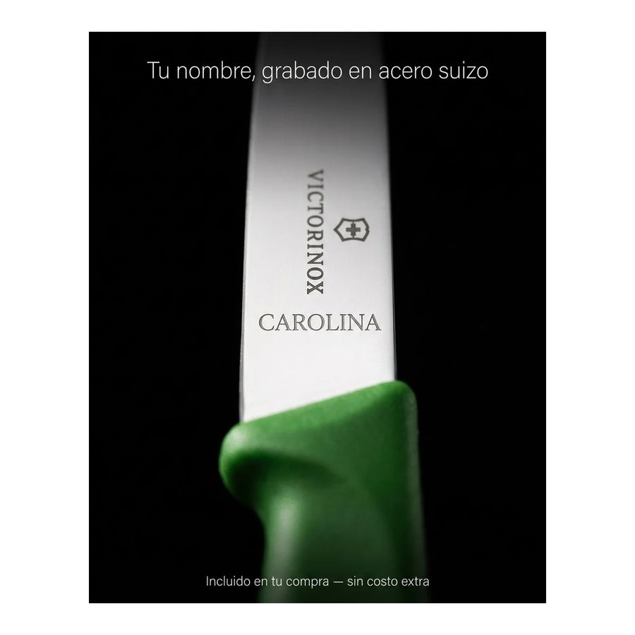 Cuchillo Cocina Victorinox Verde 6.7706.l114 10cm + Grabado Personalizado