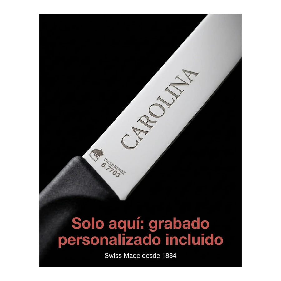 Cuchillo Cocina Victorinox Negro 6.7703 Hoja Recta 10cm + Grabado Personalizado
