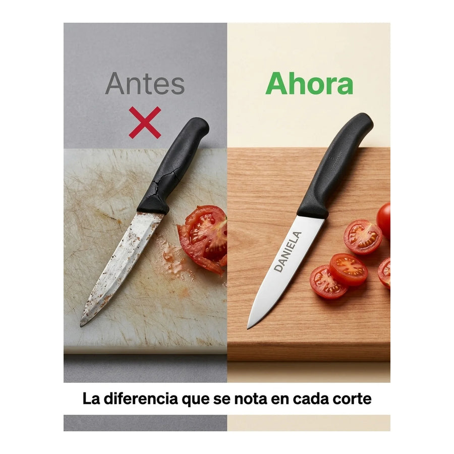 Cuchillo Cocina Victorinox Negro 6.7703 Hoja Recta 10cm + Grabado Personalizado