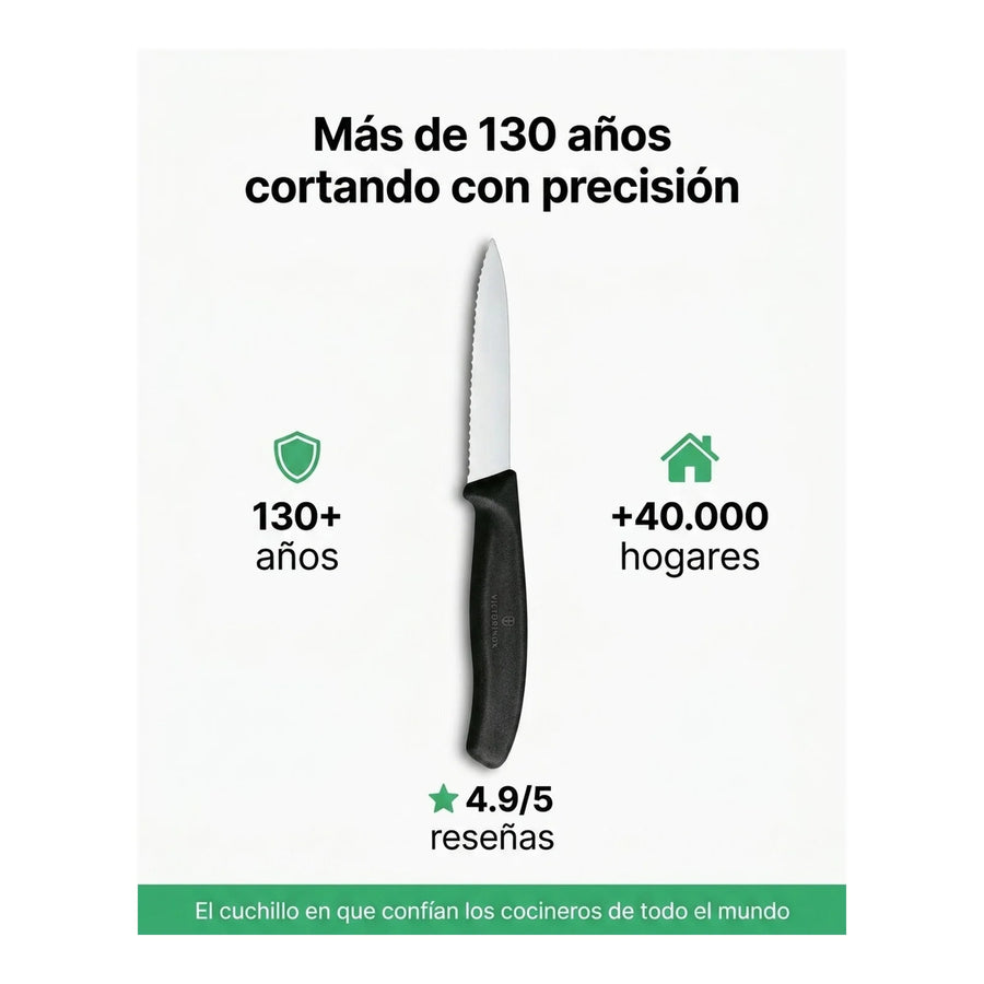 Cuchillo Cocina Victorinox Negro 6.7633 Hoja Dentada 8cm + Grabado Personalizado