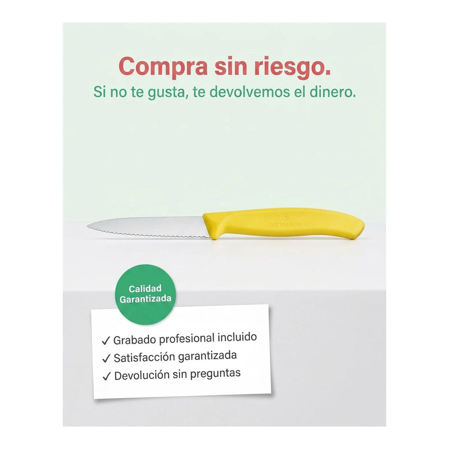 Cuchillo Cocina Victorinox Amarillo 6.7636.l118 Dentado 8cm + Grabado Personalizado