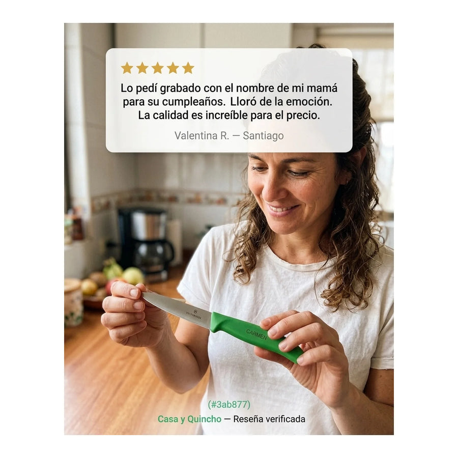 Cuchillo Cocina Victorinox Verde 6.7706.l114 10cm + Grabado Personalizado