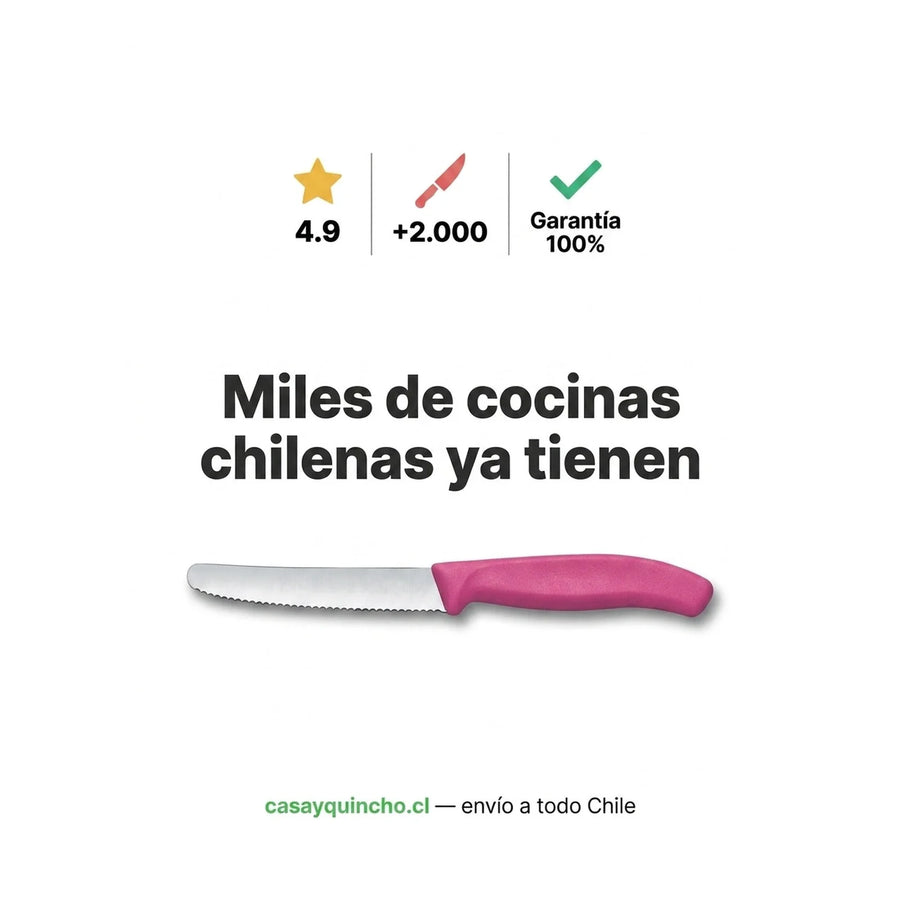 Cuchillo Cocina Victorinox Rosa 6.7836.l115 Dentado 11cm + Grabado Personalizado
