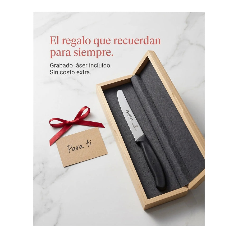 Cuchillo Cocina Victorinox Negro 6.7833 Dentado Curva 10cm + Grabado Personalizado