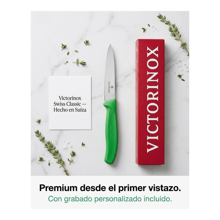Cuchillo Cocina Victorinox Verde 6.7706.l114 10cm + Grabado Personalizado