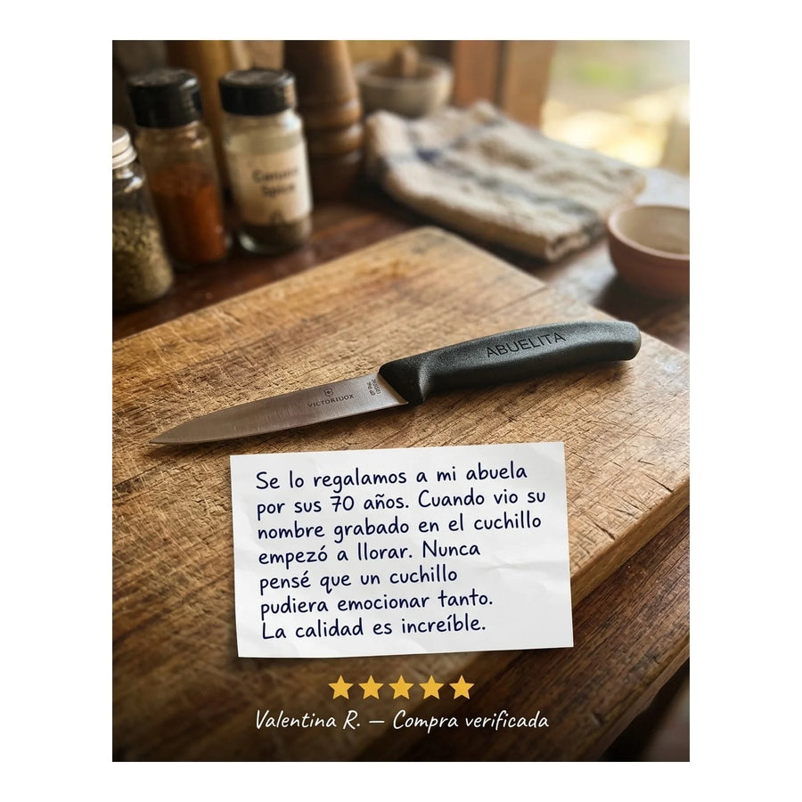 Cuchillo Cocina Victorinox Negro 6.7703 Hoja Recta 10cm + Grabado Personalizado