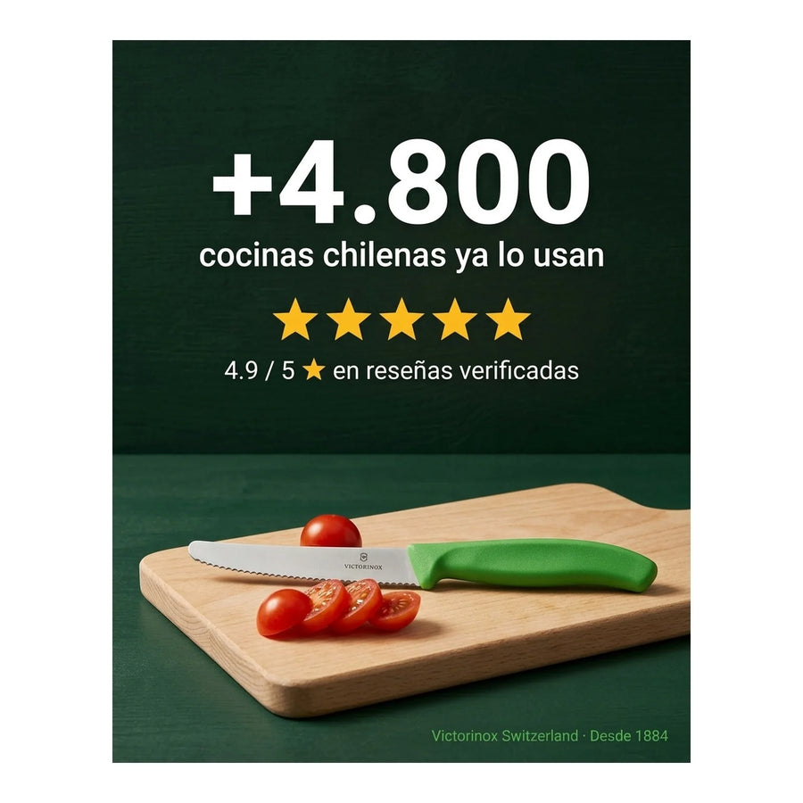 Cuchillo Cocina Victorinox Verde 6.7836.l114 Dentado 10cm + Grabado Personalizado