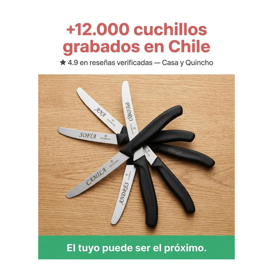 Cuchillo Cocina Victorinox Negro 6.7833 Dentado Curva 10cm + Grabado Personalizado