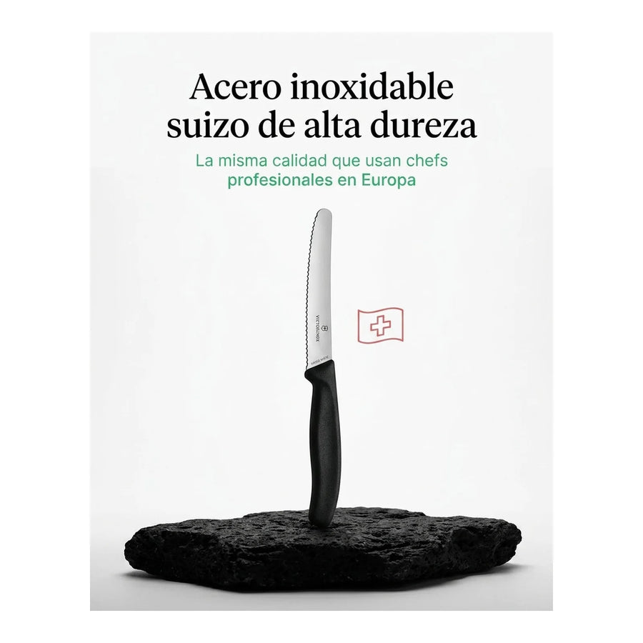 Cuchillo Cocina Victorinox Negro 6.7833 Dentado Curva 10cm + Grabado Personalizado