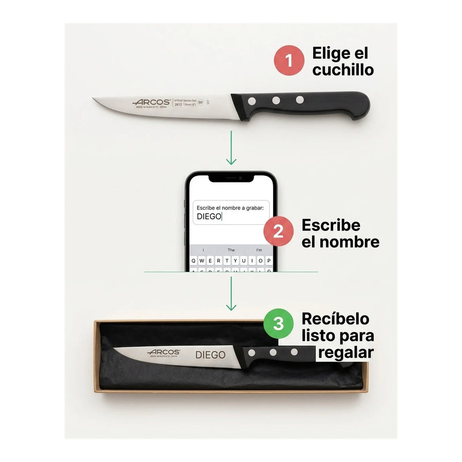 Cuchillo Cocinero Arcos 12,5cm Universal Chef Cocina Asado + Grabado Personalizado