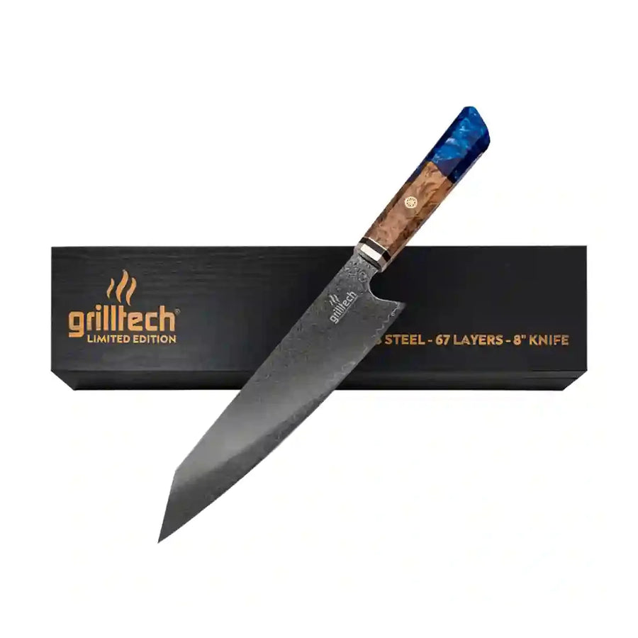 Cuchillo Acero Damasco Grilltech Chile + Grabado Personalizado