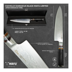 Cuchillo Acero Damasco Black Wayu + Grabado Personalizado