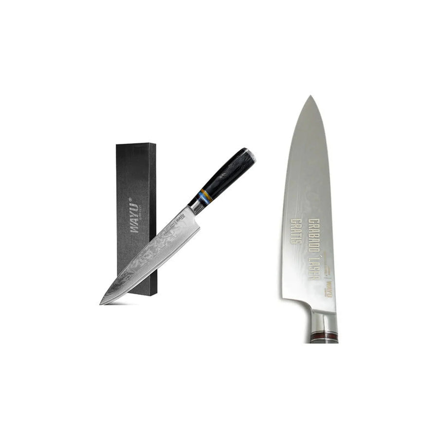Cuchillo Acero Damasco Black Wayu + Grabado Personalizado