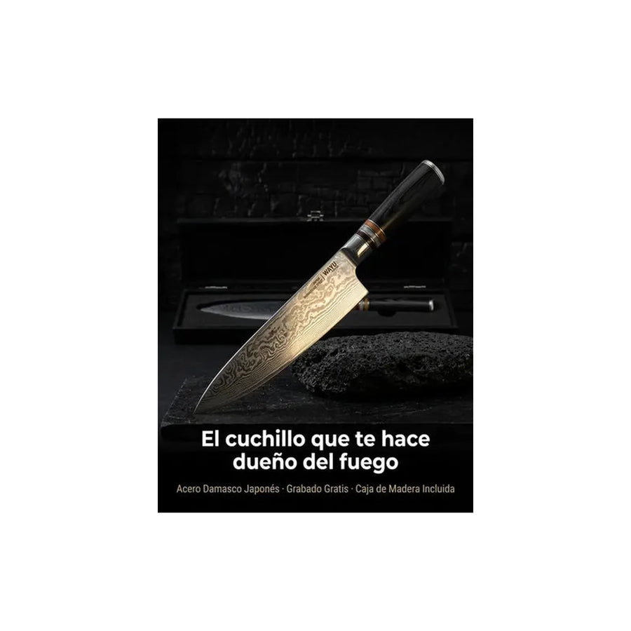 Cuchillo Acero Damasco Black Wayu + Grabado Personalizado