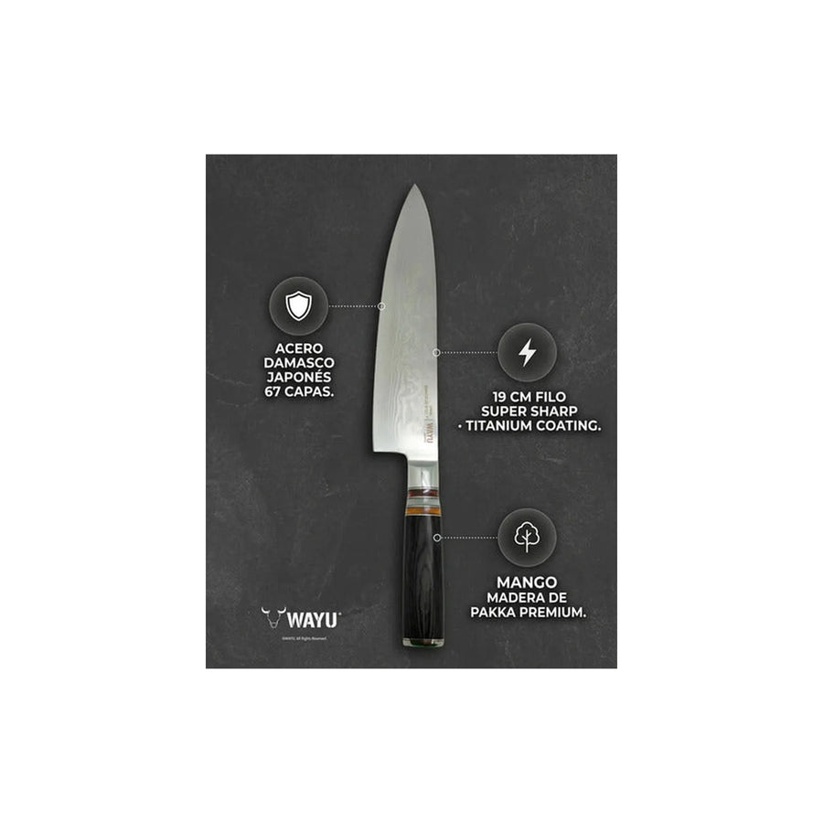 Cuchillo Acero Damasco Black Wayu + Grabado Personalizado