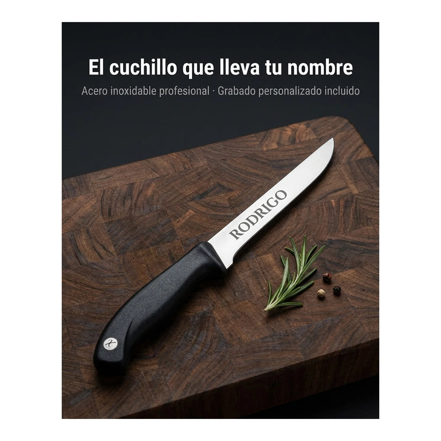 Cuchillo De Cocina 15cm Deshuesar 3 Claveles Evo Acero Color Gris + Grabado Personalizado