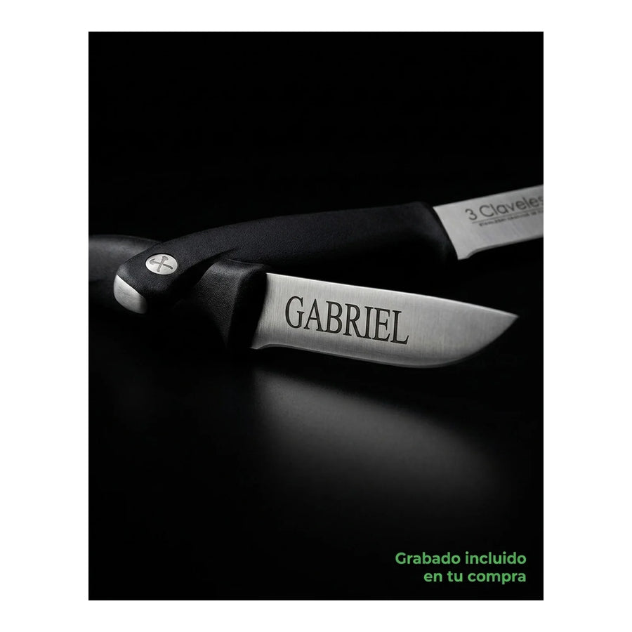 Cuchillo De Cocina 15cm Deshuesar 3 Claveles Evo Acero Color Gris + Grabado Personalizado