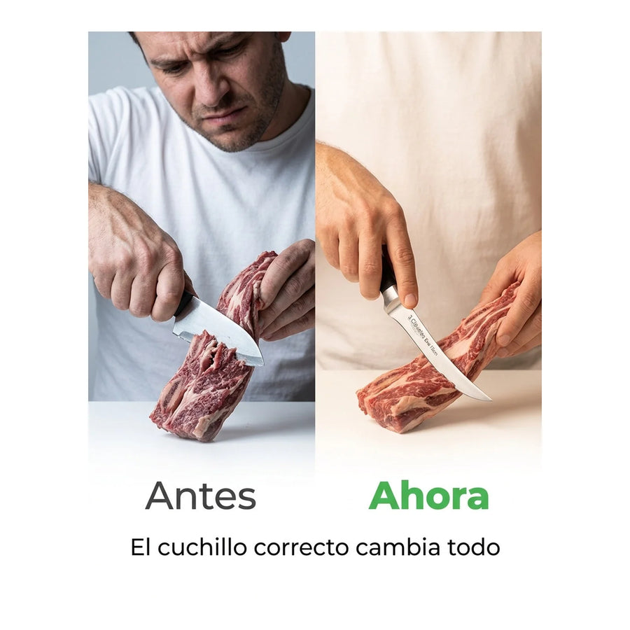 Cuchillo De Cocina 15cm Deshuesar 3 Claveles Evo Acero Color Gris + Grabado Personalizado
